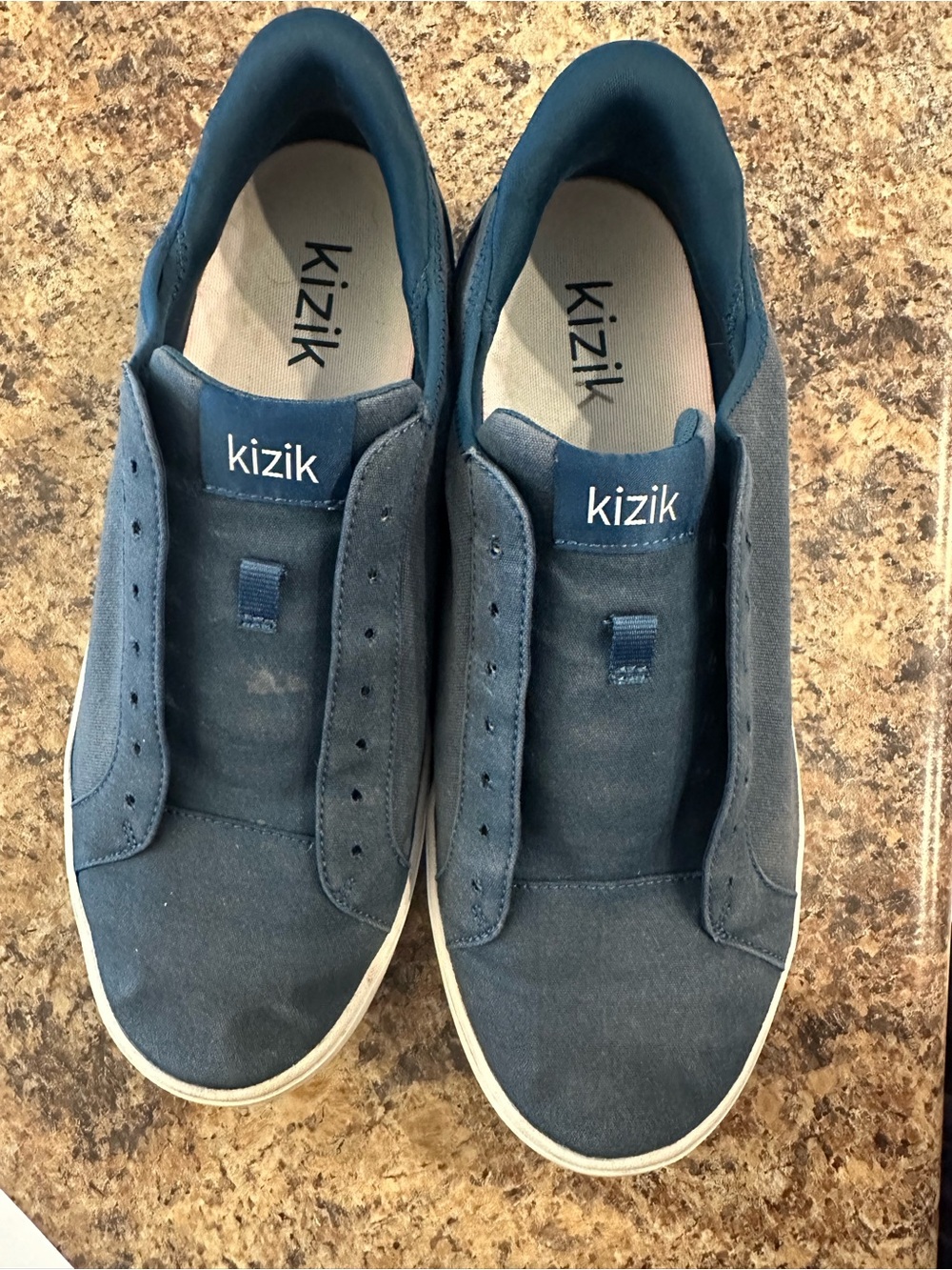Mens Kizik Slip-On Sneakers in Navy Blue